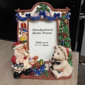 Handmade resin 3D Picture Frame 3 1/2 X 5 Christmas Holiday Santa Claus